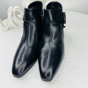 Aquatalia Men's Black Leather Buckle Boots